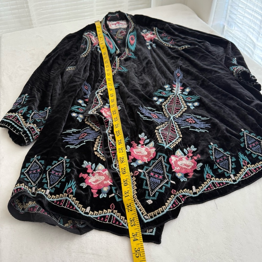 Johnny Was Aveza Black Velvet Kimono Cardigan 2X Silk Blend Bohemian Luxury - Picture 8 of 8